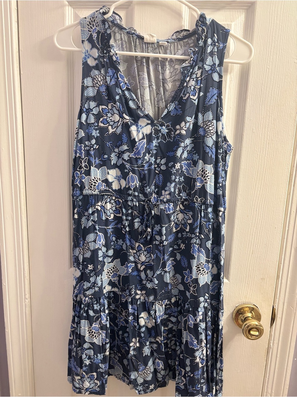 GAP Blue Floral Ruffle-Trim Dress